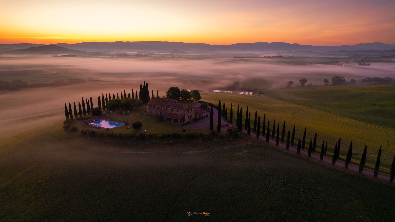 Agriturismo Poggio Covili im Sonnenaufgang, Toscana
