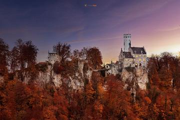 Schloss Lichtenstein im Abendlicht