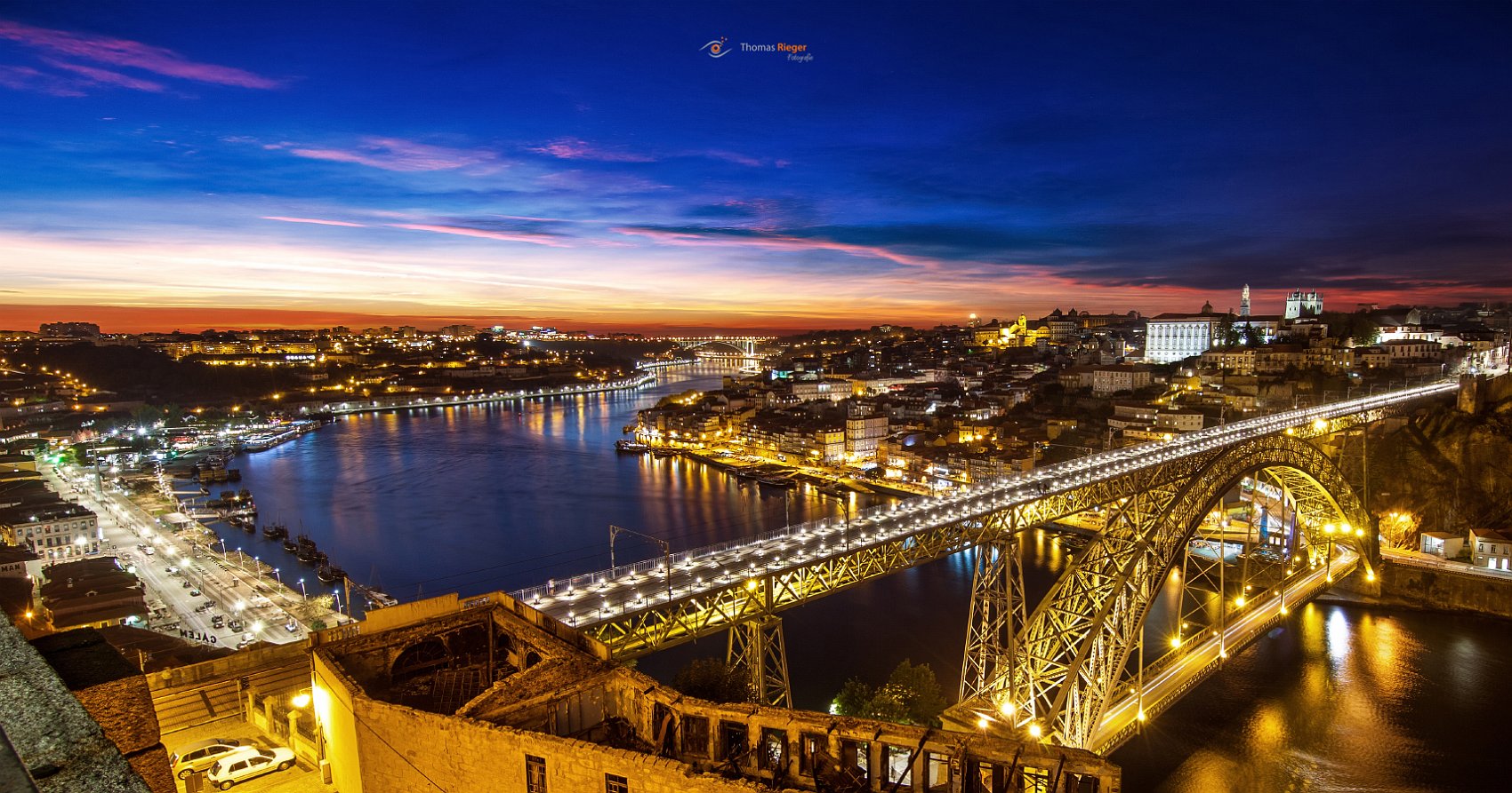 Porto, Bllick auf Ponte Dom Luís I zur blauen Stunde (330_IMG_4964_2)
