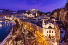 Salzburg, Blick von der Humboldt Terrasse auf dem  Mönchsberg 