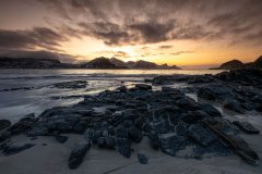Sunset Lofoten am Hauklandbeach