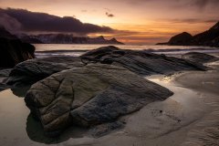 Sunset Lofoten am Hauklandbeach
